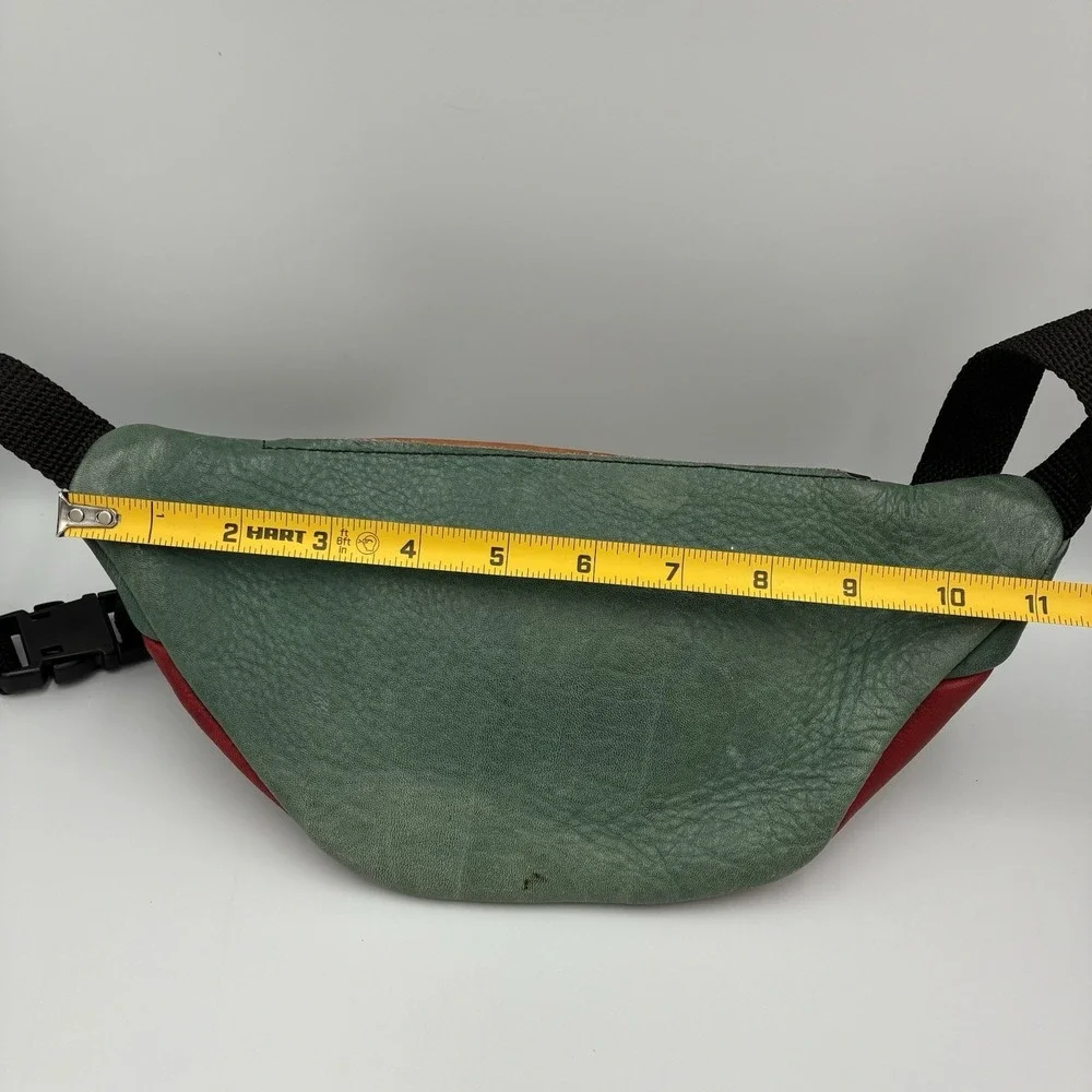 Vintage Leather Belt Bag Dragons Colorblock Fanny‎ Pack